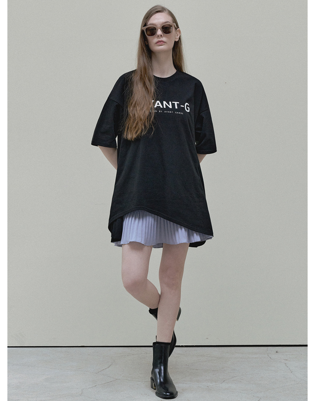 아방 A-line Mini Pleated Skirt - violet 착용컷