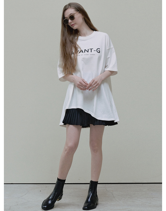 아방 A-line Mini Pleated Skirt - black 착용컷