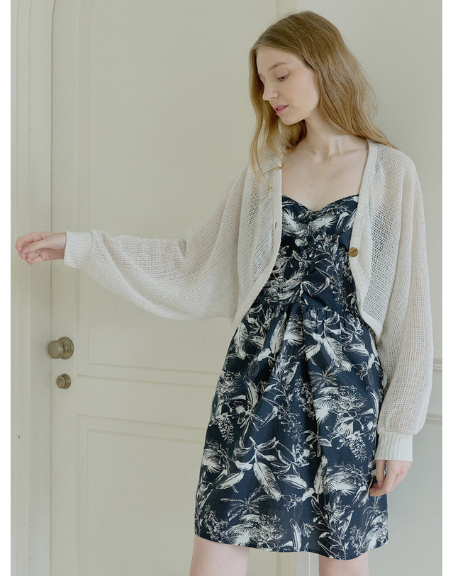 아방 Linen Summer Knit Bolero - OATMEAL 착용컷