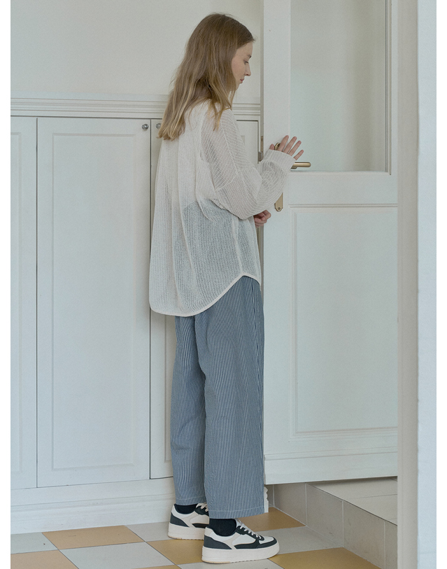 아방 See Through Overfit Knit Pullover - OATMEAL 착용컷