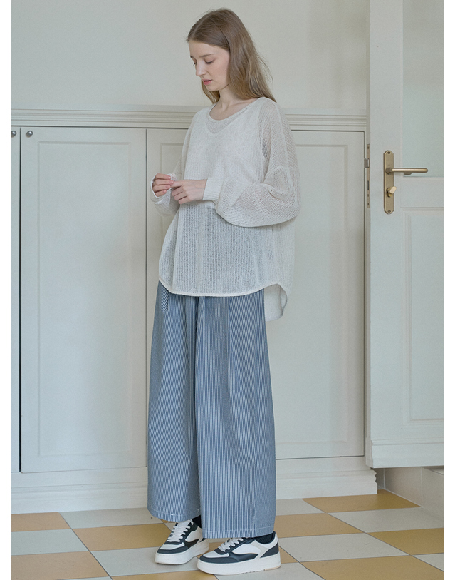 아방 See Through Overfit Knit Pullover - OATMEAL 착용컷