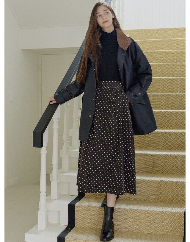 아방 Band Neck Half Trench Jacket - NAVY 착용컷