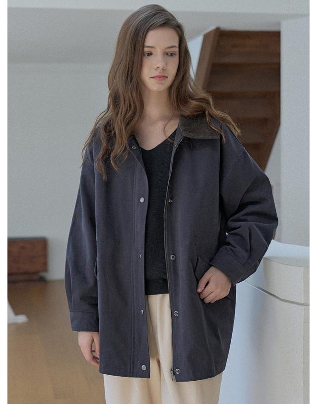 아방 Corduroy Collar Safari Jumper - NAVY 착용컷