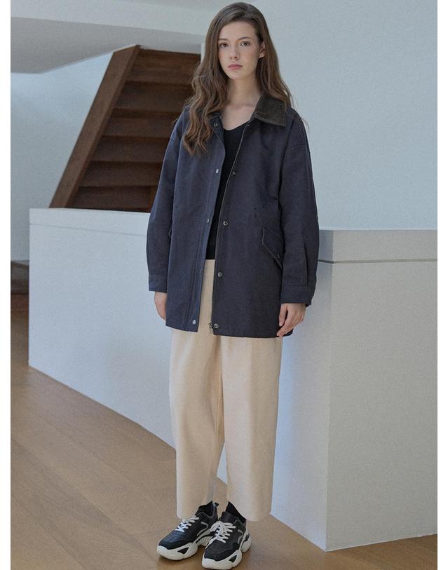 아방 Corduroy Collar Safari Jumper - NAVY 착용컷