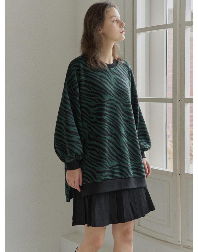 아방 Zebra Oversize Knit - GREEN 착용컷