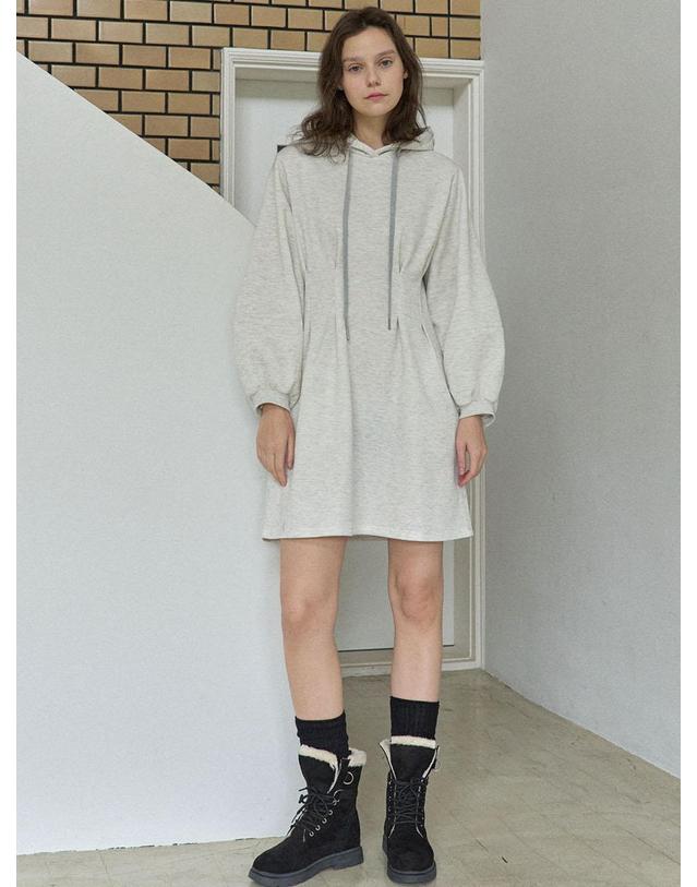 아방 Hood Fit and Flare Mini Dress - OATMEAL(기모) 착용컷