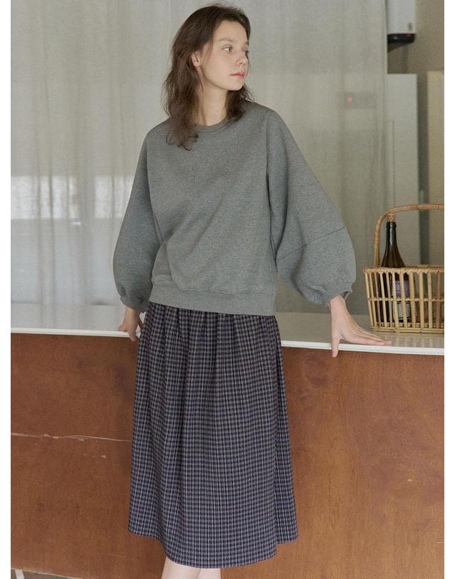 아방 Check Pleated Banding Skirt - NAVY 착용컷