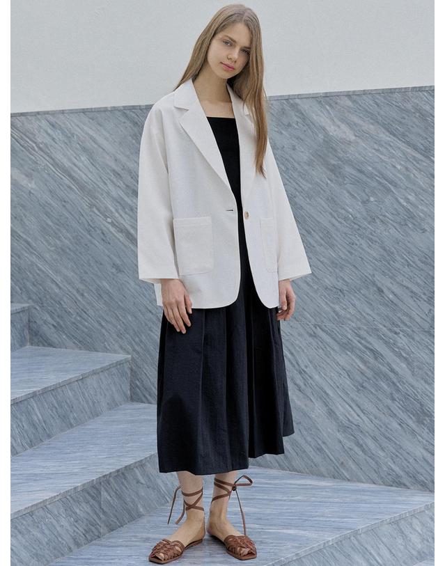 아방 Overfit Basic Tailored Jacket - IVORY 착용컷