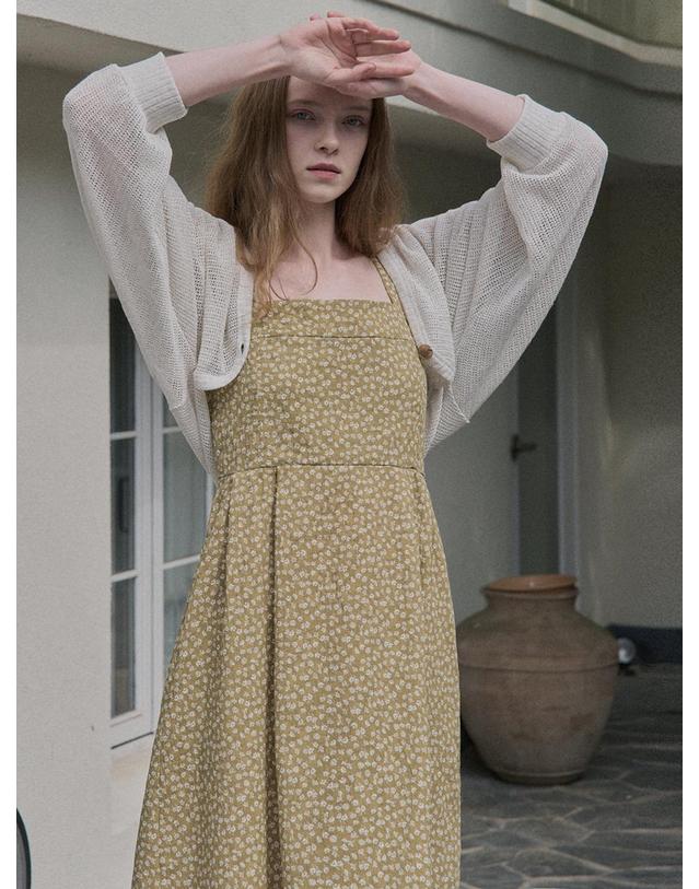 아방 Floral Pattern Sleeveless Dress - MUSTARD 착용컷