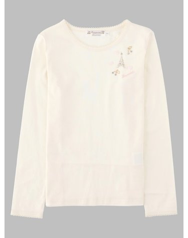 [해외직구] 26 F/W 봉쁘앙 티셔츠 MELLYN RICAMATA 콘 DETTAGLI PARIGINI (KIDS 상품) W06GTSK00022K_102 B0042296571