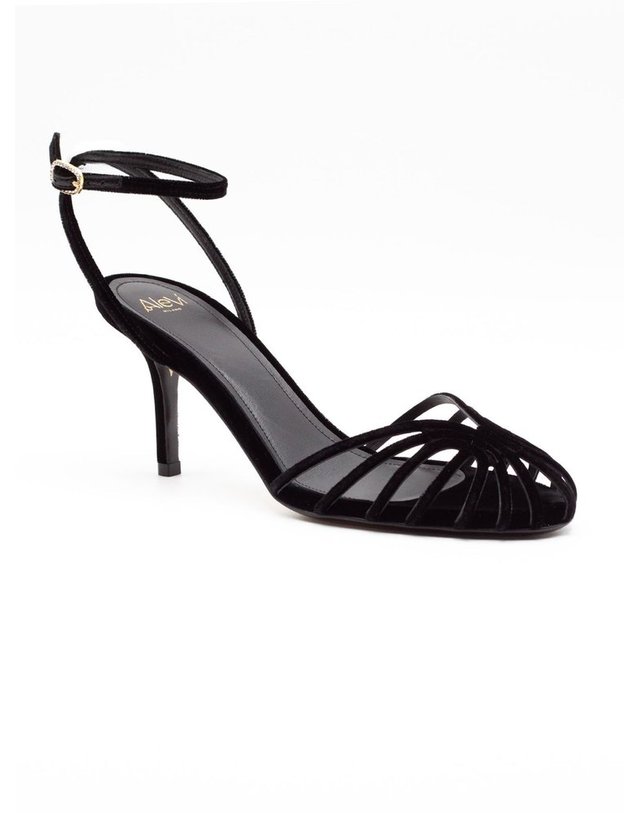 알레비 [해외직구] 알레비 블랙 벨벳 케이지 샌들 L26SC002N1402997BLACK B0302276438 착용컷