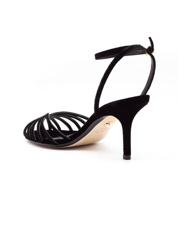 알레비 [해외직구] 알레비 블랙 벨벳 케이지 샌들 L26SC002N1402997BLACK B0302276438 착용컷