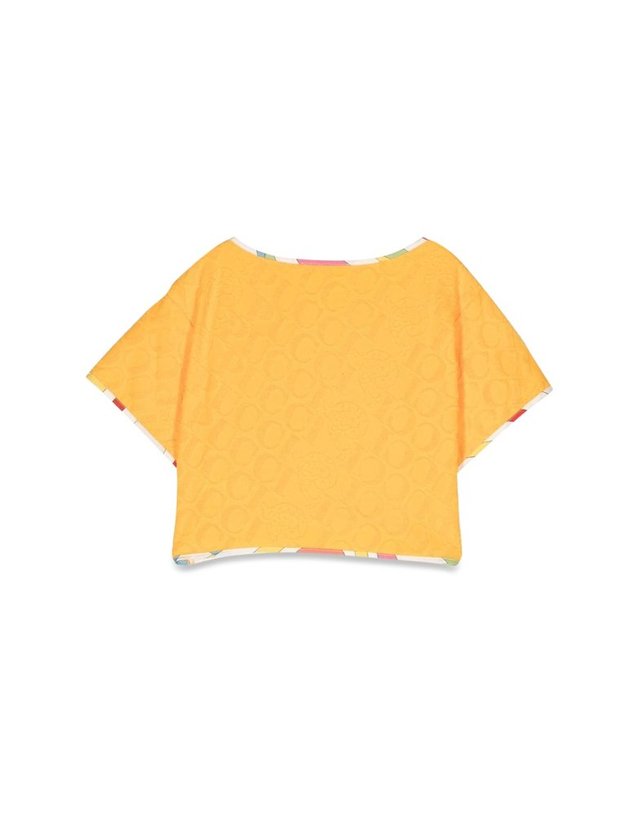 에밀리오푸치 [해외직구] 23 S/S 에밀리오 푸치 크롭 티셔츠 (KIDS 상품) PS8C01K_U0082210 B0040299524 착용컷