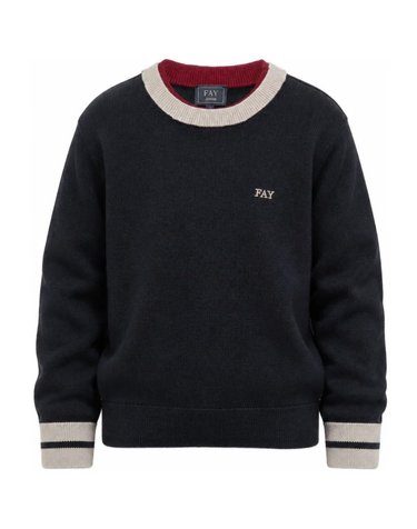 [해외직구] 페이 블루 FAY KIDS 스웨터 포 BOYS WITH 엠브로이드 로고 온 더 프론트 (KIDS 상품) FZ9H00W0012621BG B0302362750