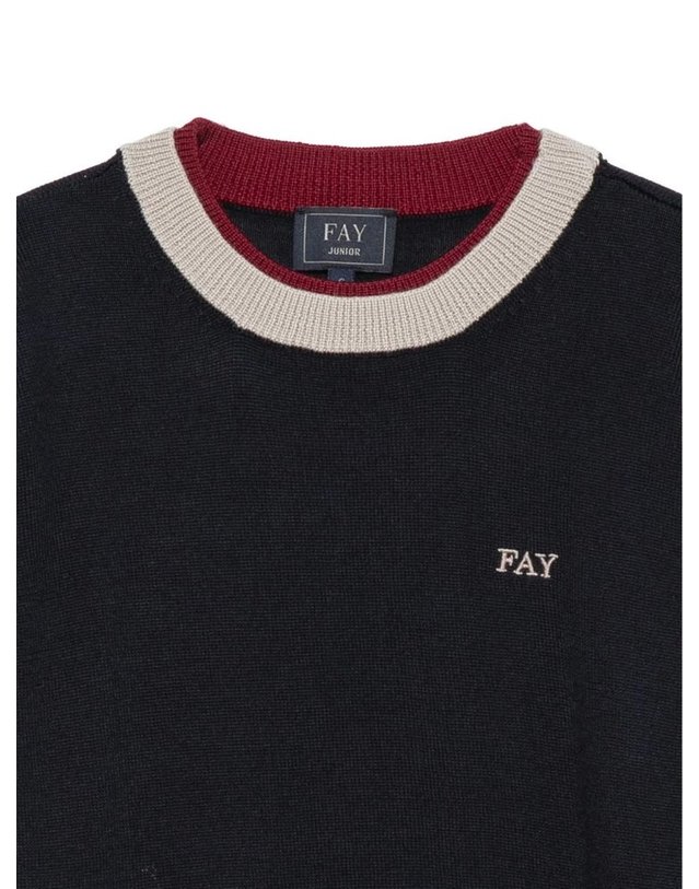 패이 [해외직구] 페이 블루 FAY KIDS 스웨터 포 BOYS WITH 엠브로이드 로고 온 더 프론트 (KIDS 상품) FZ9H00W0012621BG B0302362750 착용컷