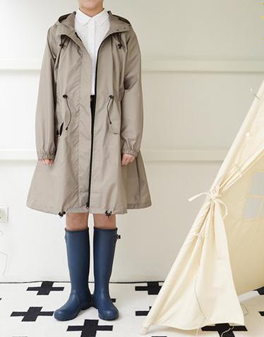 티오오 프리미엄 무지 레인코트 여성용 여행 휴대용 우비 Free size