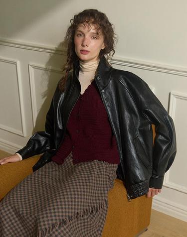 26FW faux 레더 하이넥 보머 자켓