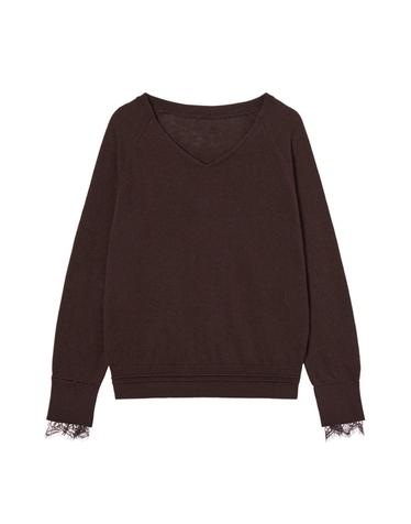[3종세트] 26FW 울실크 블렌드 레이스 V넥 니트