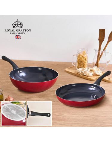 [로얄그래프톤] 크림슨펄 IH 세라믹코팅 프라이팬+궁중팬 28cm 2P