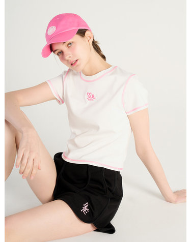 point stitch half crop tee- U1C22JTS060