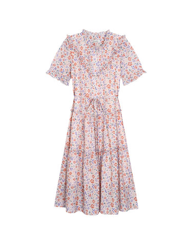 belt chiffon print dress- U1F22WOP110