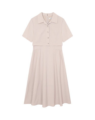 collar short-sleeved long dress- U1F21WOP040