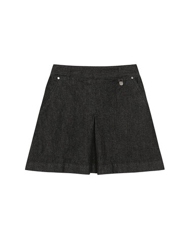 pleated mini denim skirt- U1F22DSK020