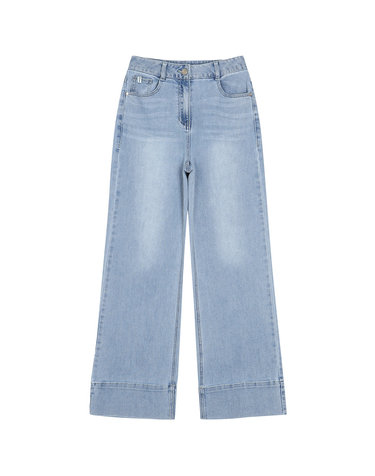 lettering back pocket embroidery denim pants- U1F22DSL040