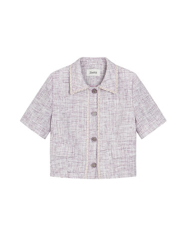 collar tweed short-sleeve jacket- U1F21WJK010