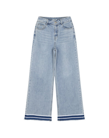 hem tape color straight wide denim- U1F12DSL060
