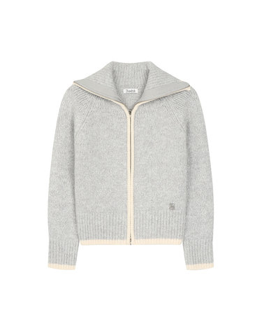 2-way coloring knit zip-up cardigan- U1F16KCD060