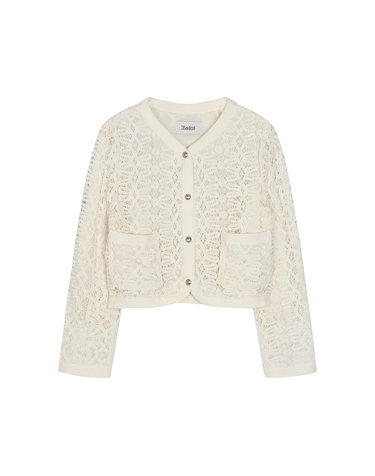 no collar round-neck lace jacket- U1F11WJK040