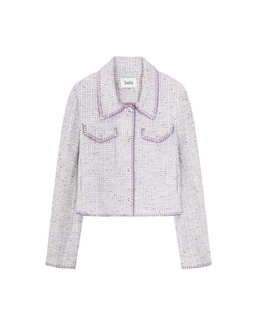 collar tweed jacket- U1F12WJK050