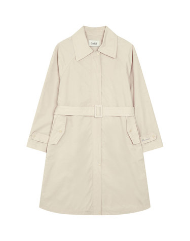 collar belted poly long trench coat- U1F11WBB010
