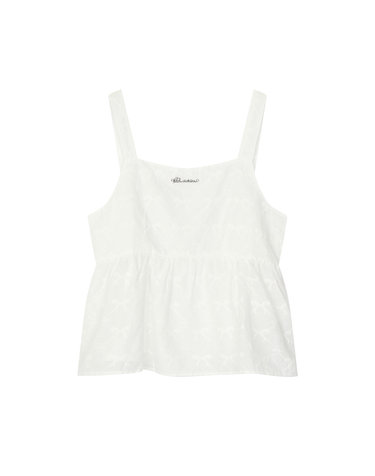 ribbon patterned sleeveless layered blouse- U1F25WBL030