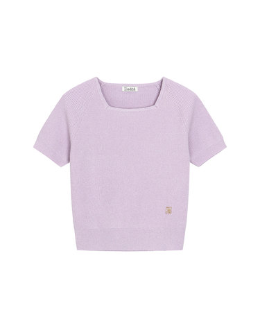 crop square neck short-sleeve knit- U1F22KPO060