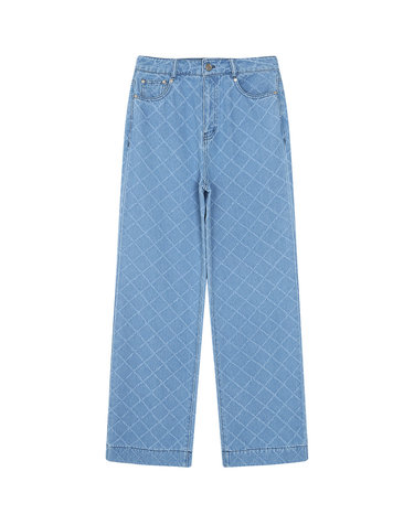 diamond jacquard straight wide denim- U1F12DSL010