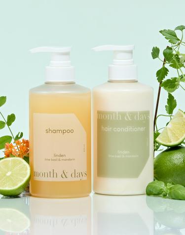먼스앤데이즈 린든 라임바질 앤 만다린 헤어패키지(샴푸 500ml +컨디셔너  500ml)