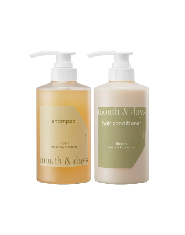 먼스앤데이즈 먼스앤데이즈 린든 라임바질 앤 만다린 헤어패키지(샴푸 500ml +컨디셔너 500ml) 착용컷