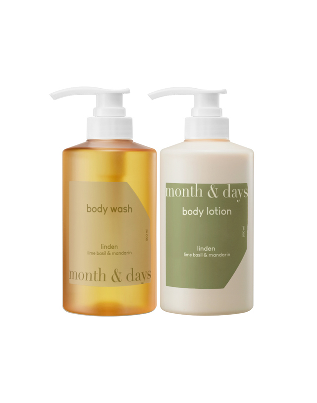 먼스앤데이즈 먼스앤데이즈 린든 라임바질 앤 만다린 바디 패키지(바디워시 500ml +바디로션 500ml) 착용컷
