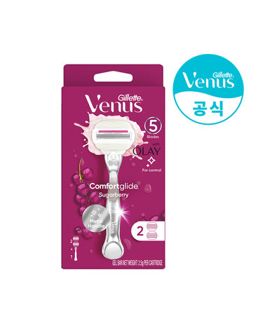 질레트 비너스 올레이 슈가베리 면도기 핸들 1입+면도날 2입