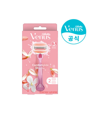질레트 비너스 컴포트 글라이드 화이트티 면도기 핸들 1입+면도날 2입