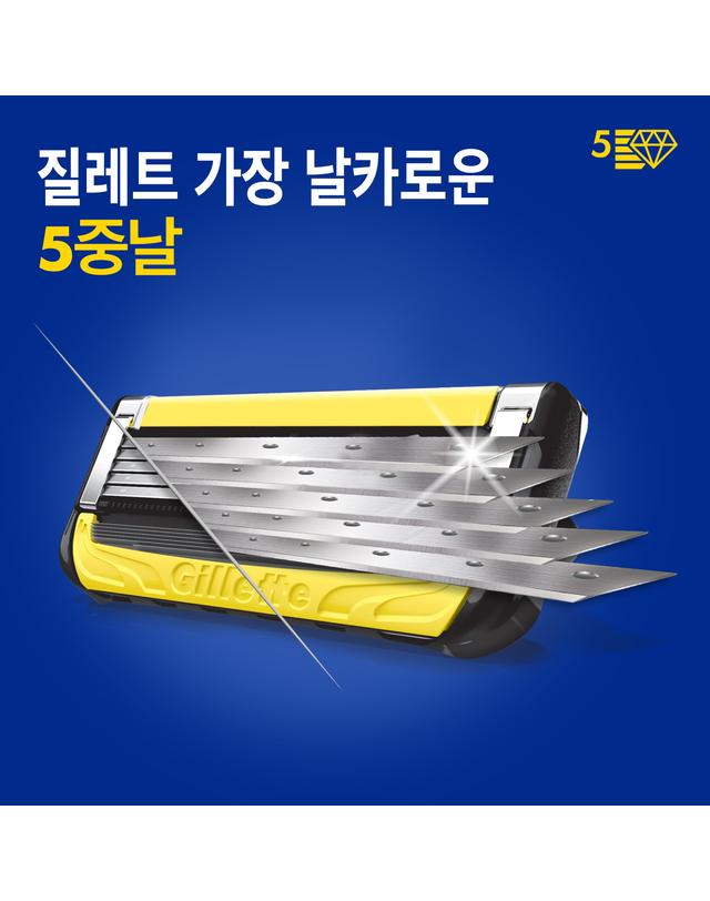 질레트 질레트 프로쉴드 옐로우 면도날 16입 착용컷