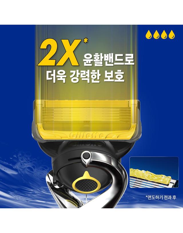 질레트 질레트 프로쉴드 옐로우 면도날 16입 착용컷