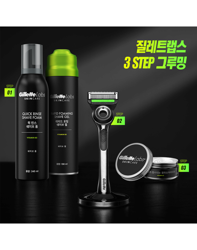 질레트 질레트랩스 딥클렌징바 면도날 4입 착용컷