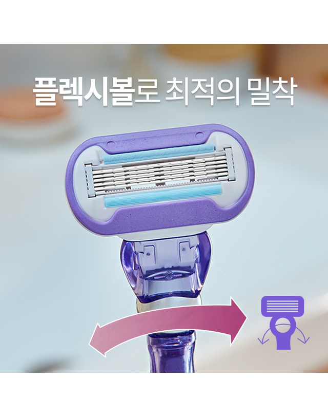질레트 질레트 비너스 스월 면도기 핸들 1입+면도날 2입 착용컷