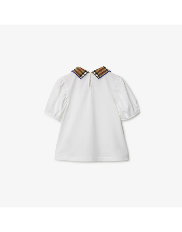 버버리 키즈 버버리키즈 [BURBERRY] 24SS 버버리키즈 체크 칼라 코튼 폴로셔츠 80731641 착용컷