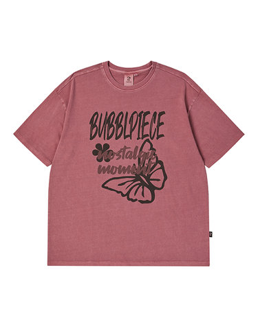 Bubblpiece butterfly pigment t-shirt/BURGUNDY