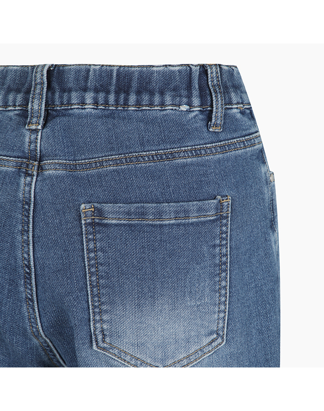 베네통 하트 패치 백 밴딩 데님 팬츠_BADP22541IN 착용컷