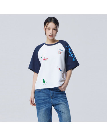 자수프린트 나그랑 티셔츠_BATS92611NY